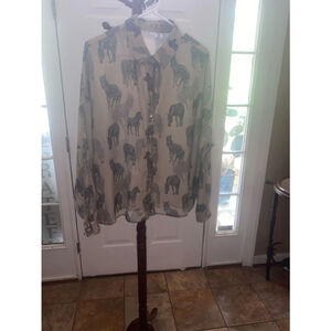 Women's ASOS Blouse, US 12 Beige with Black Zebra Print
